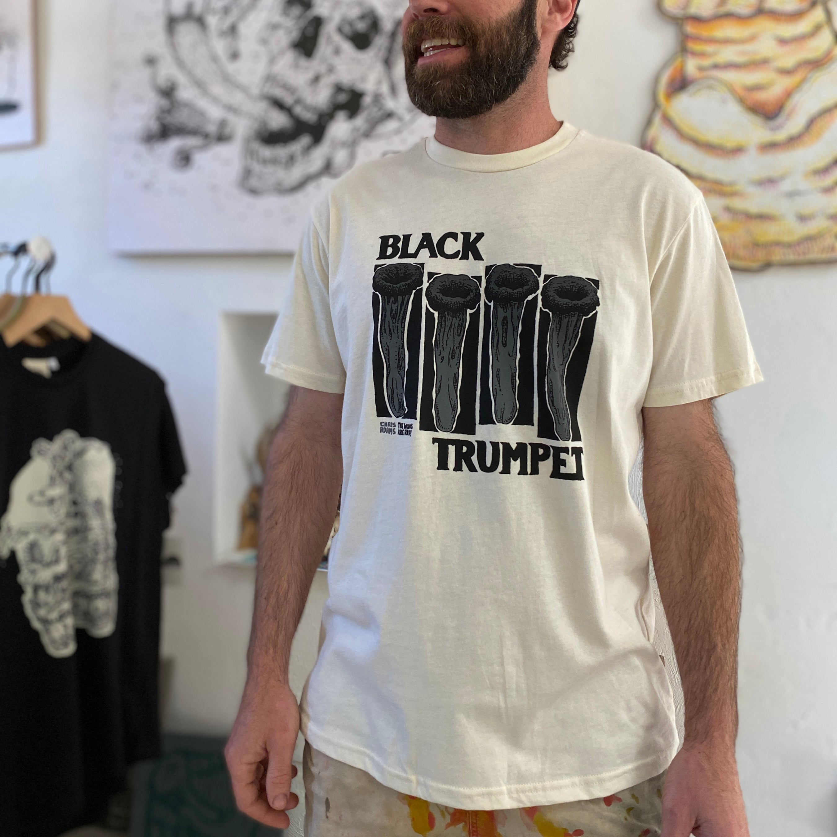 Black Trumpet Shirt, Cream Cotton