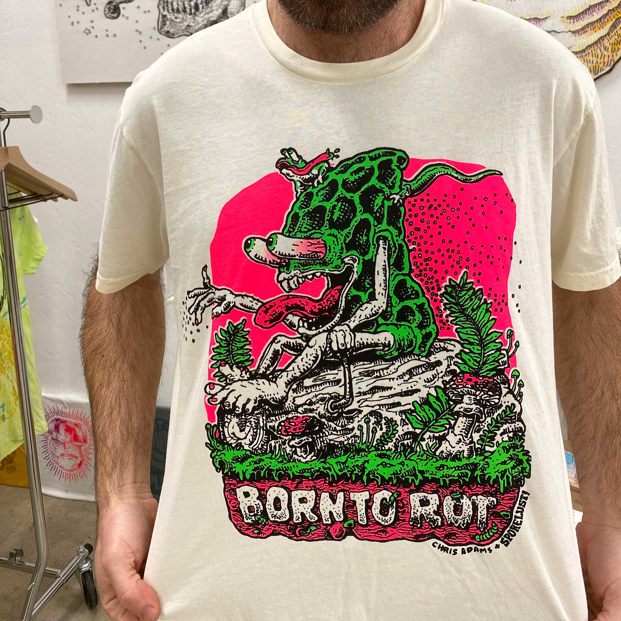 Born to Rot Super Tee, Neon & Cream Organic Cotton