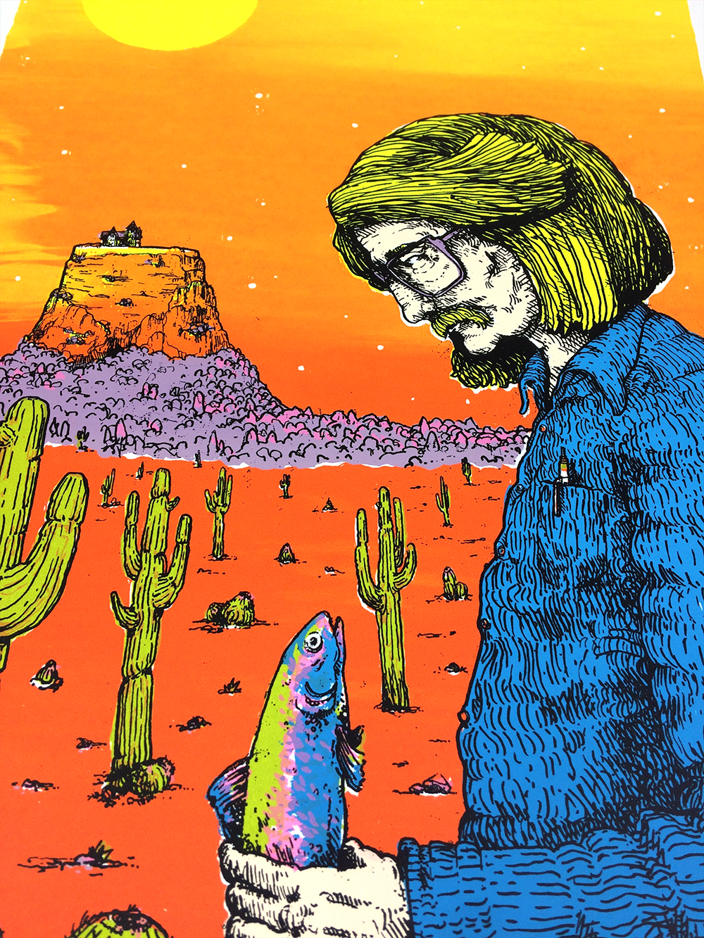 Richard Brautigan & His Trout Art Print