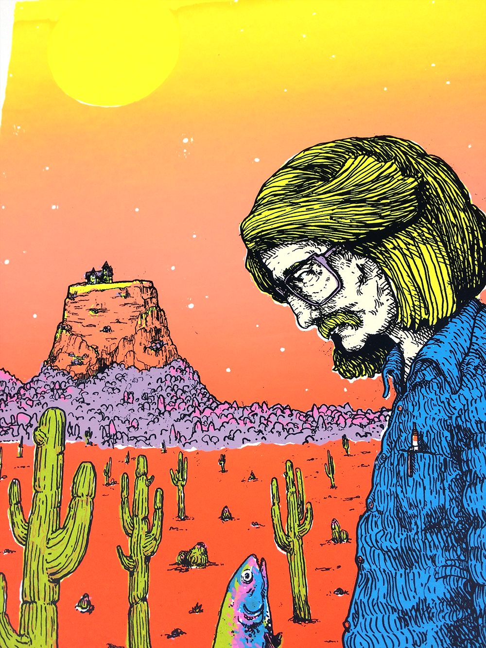 Richard Brautigan & His Trout Art Print