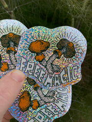 Free Magic Wavy Cap Mushroom Sticker, LTD RAINBOW Version