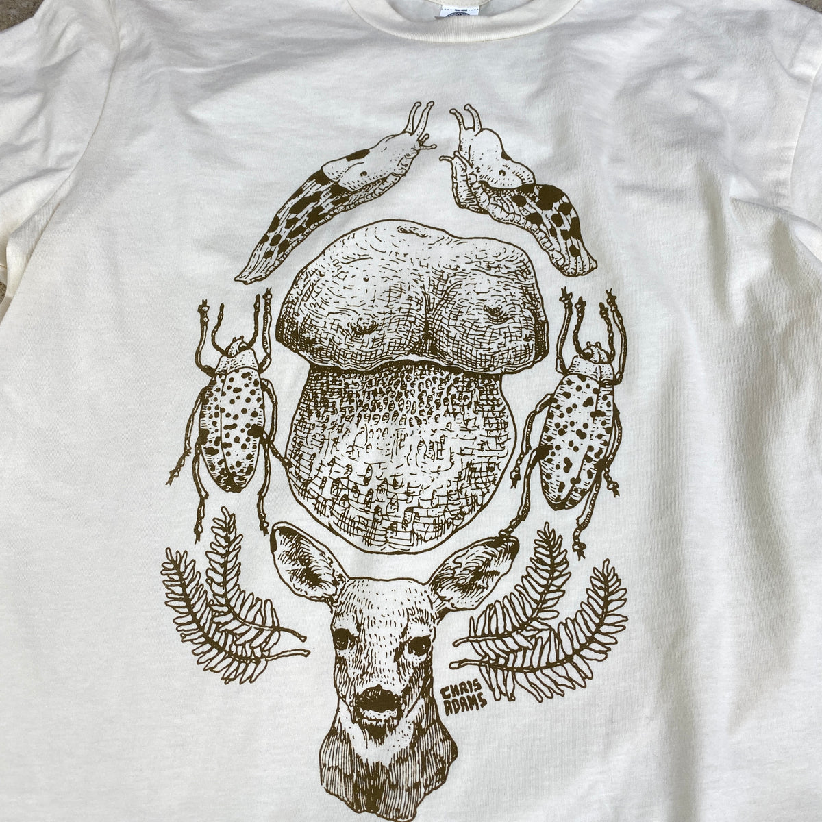 Forest Food Chain Porcini Mushroom Shirt, Cream Cotton US Made