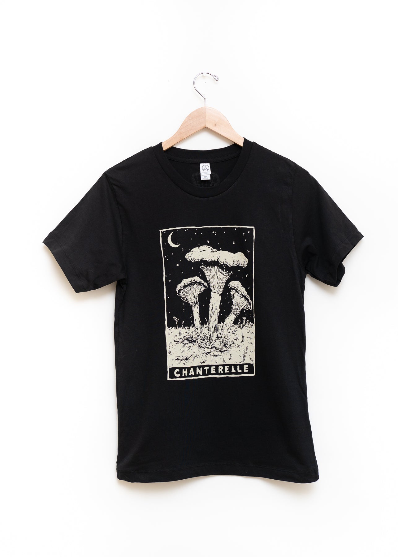 Chanterelle Mushroom Shirt, Black Organic Cotton