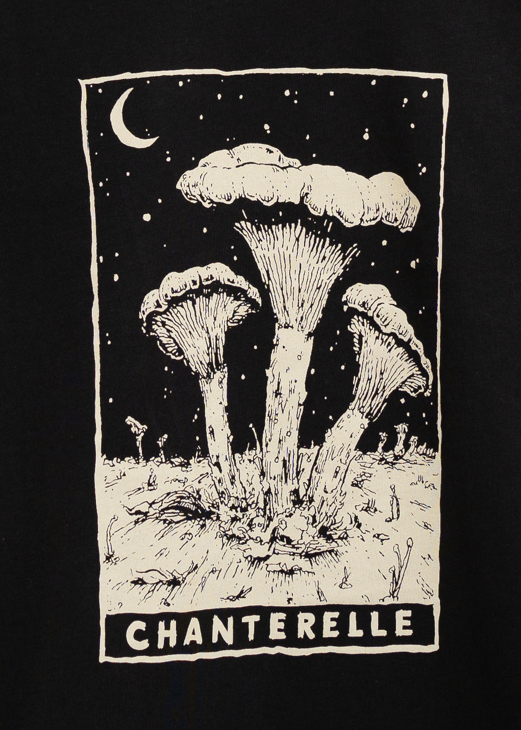 Chanterelle Mushroom Shirt, Black Organic Cotton