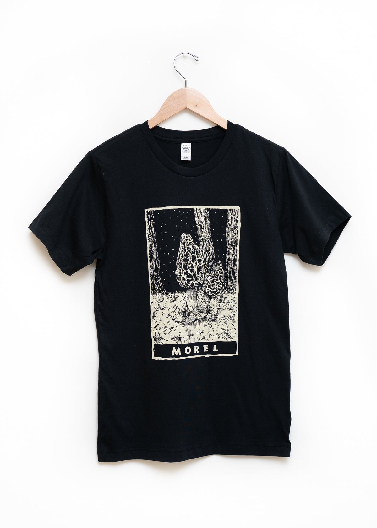 Morel Mushroom Shirt, Black Cotton US Made