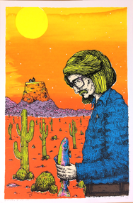 Richard Brautigan & His Trout Art Print